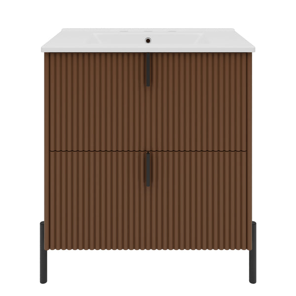 Gdf Studio Aelioreira 30" Bathroom Vanity With Ceramic Sink And Soft Close Drawer Slides