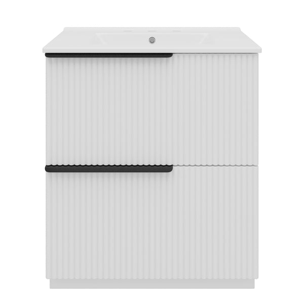 Gdf Studio Aeliorue 30" Bathroom Vanity With Ceramic Sink And Full-Extension Drawers