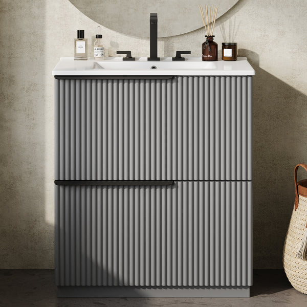 gdf studio Aeliorue 30" Bathroom Vanity with Ceramic Sink and Full-Extension Drawers