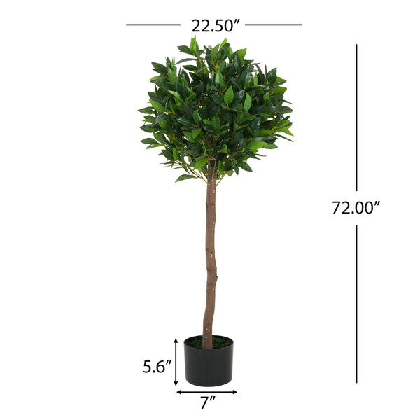Gdf Studio Aeron 49" Artificial Topiary Bay Tree Ball With Pot - 2pcs