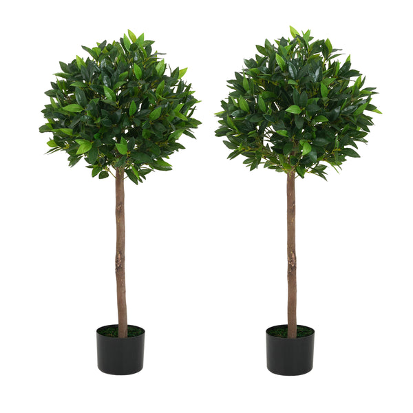gdf studio Aeron 49" Artificial Topiary Bay Tree Ball With Pot - 2pcs