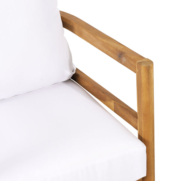Gdf Studio Aggie Outdoor Acacia Wood Club Chair With Cushion Set Of 2 Teak And White
