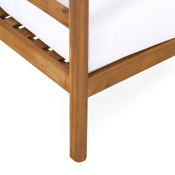 Gdf Studio Aggie Outdoor Acacia Wood Club Chair With Cushion Set Of 2 Teak And White