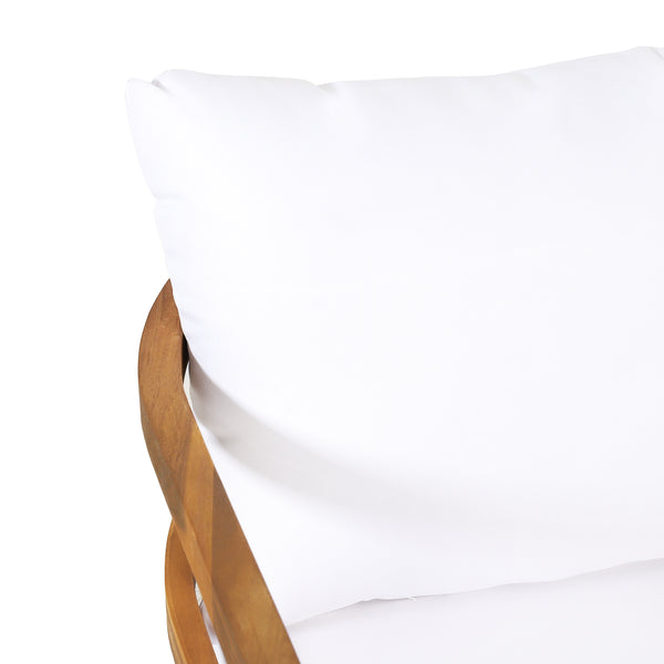 Gdf Studio Aggie Outdoor Acacia Wood Club Chair With Cushions Teak And White
