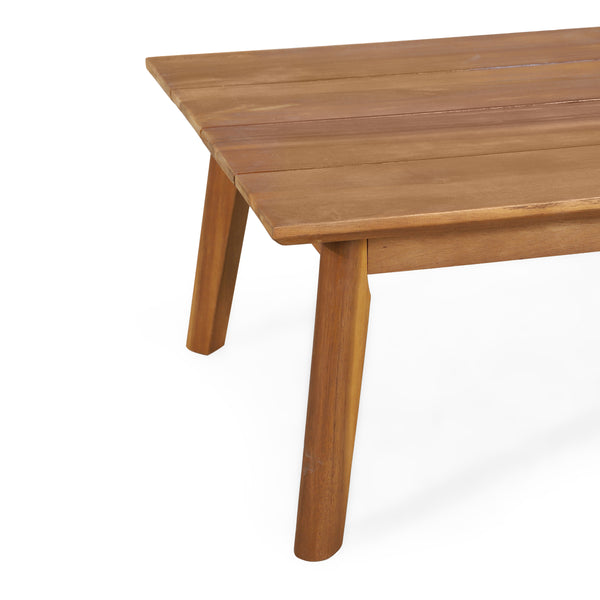 Gdf Studio Aggie Outdoor Acacia Wood Loveseat And Coffee Table Set Teak And White