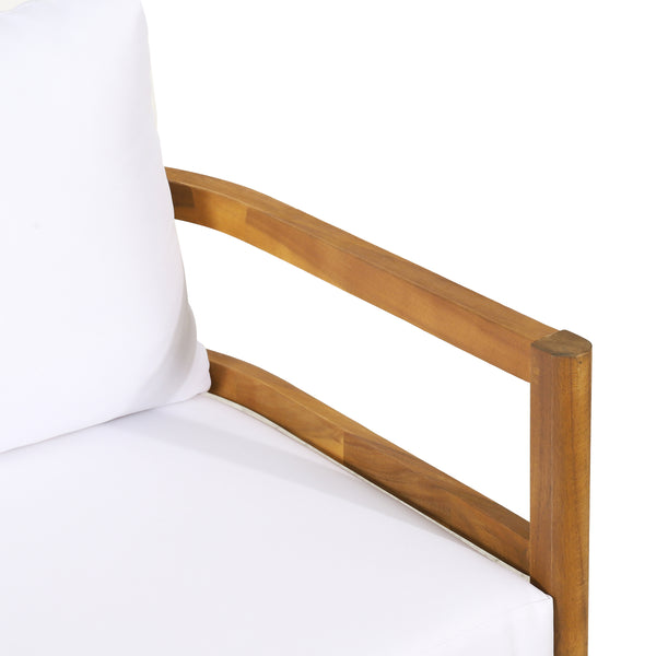 Gdf Studio Aggie Outdoor Acacia Wood Loveseat And Coffee Table Set Teak And White