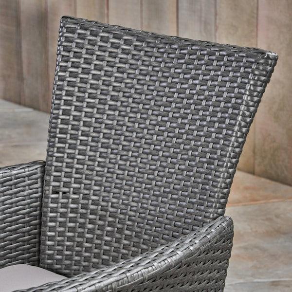 Gdf Studio Agnes Outdoor 6-Seater Gray Wood & Wicker Dining Set