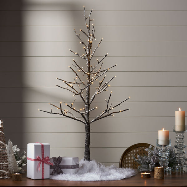 Gdf Studio Ahmiya 4-foot Pre-Lit 114 Warm White LED Artificial Christmas Twig Tree