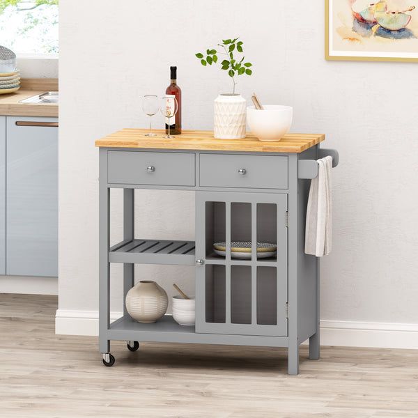 gdf studio Aidah Contemporary Kitchen Cart with Wheels
