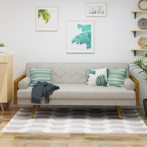 Gdf Studio Aidan Mid Century Modern Tufted Fabric Sofa