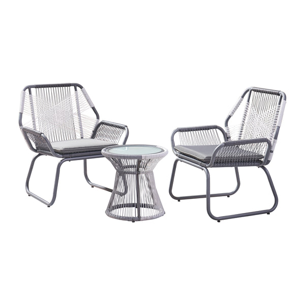 gdf studio Aiden Outdoor 3 Piece Faux Rattan Chat Set