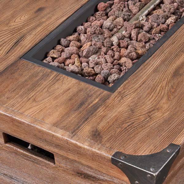 Gdf Studio Aido Outdoor 50 000 BTU Lightweight Concrete Rectangular Fire Pit (No Tank Holder) Brown