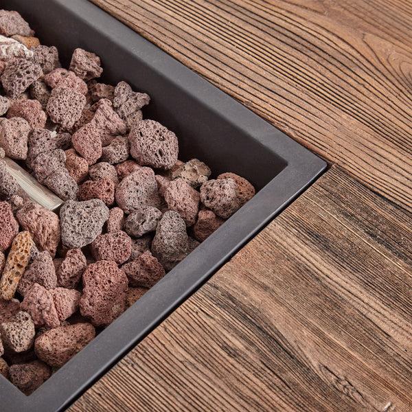 Gdf Studio Aido Outdoor 50 000 BTU Lightweight Concrete Rectangular Fire Pit (No Tank Holder) Brown