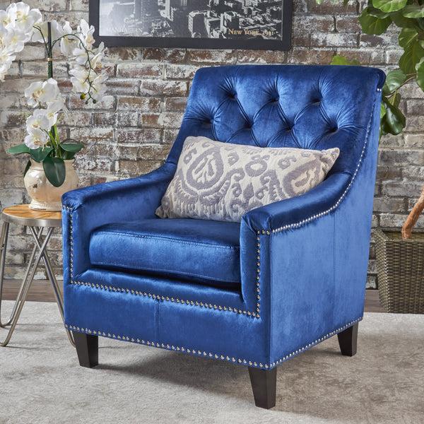 Gdf Studio Ailsa Contemporary Button Tufted Fabric Club Chair With Nailhead Trim