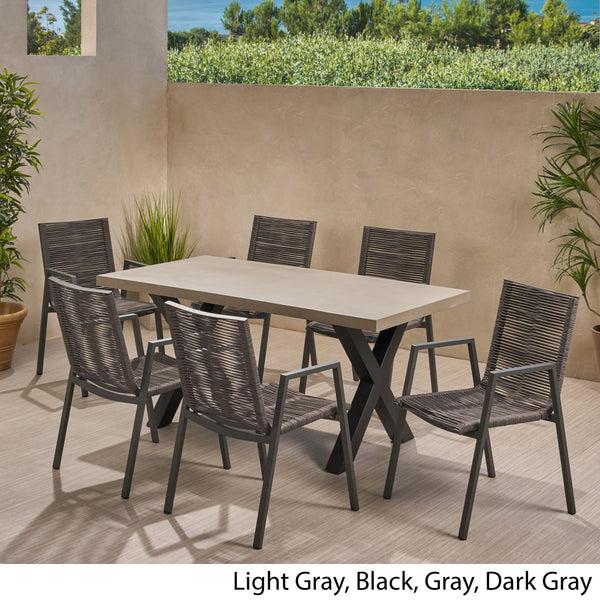Gdf Studio Aisaiah Outdoor Modern 6 Seater Dining Set