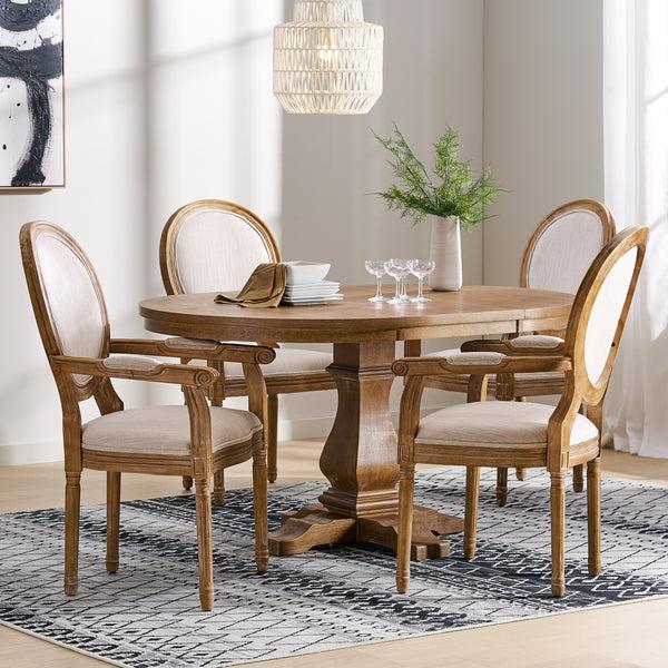 Gdf Studio Aisenbrey French Country Wood 5-Piece Expandable Oval Dining Set