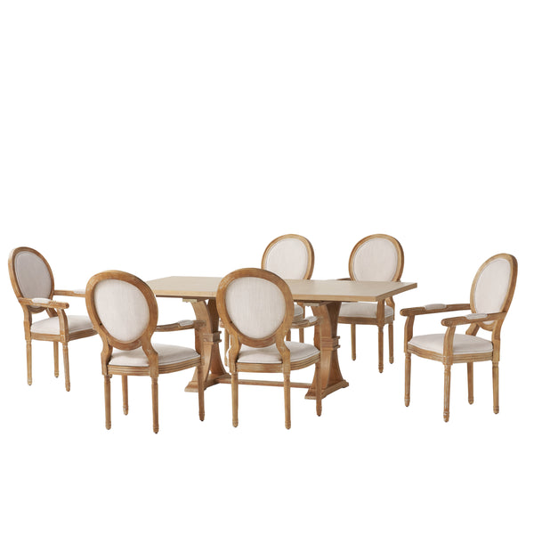 Gdf Studio Aisenbrey French Country Wood 7-Piece Expandable Dining Set