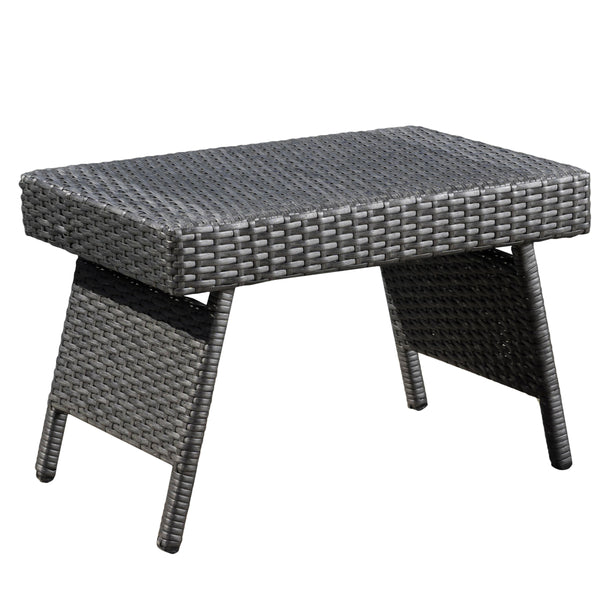 gdf studio Akehurst Outdoor Gray Wicker Adjustable Folding Side Table