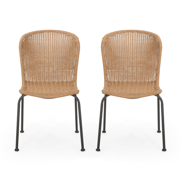 gdf studio Akim Outdoor Boho Wicker Dining Chair (Set of 2)