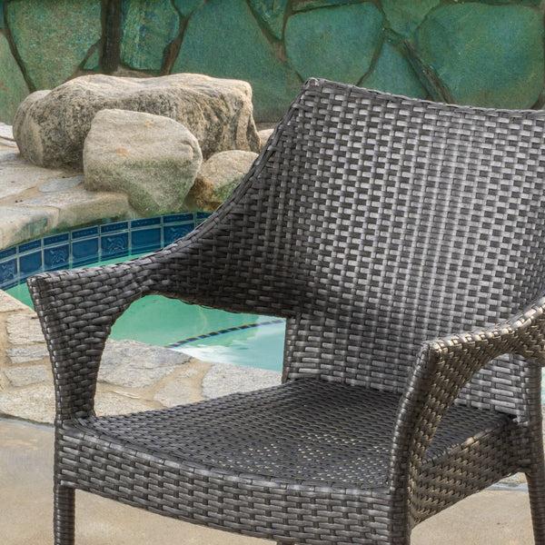 Gdf Studio Alameda Modern Outdoor Gray Wicker Stacking Armchairs (Set Of 2)