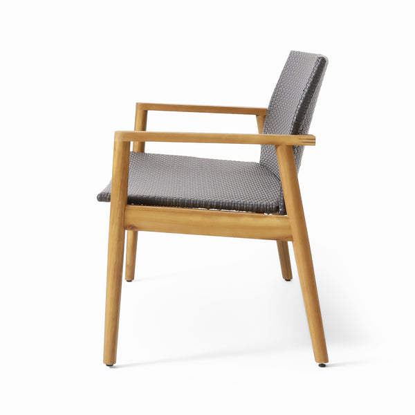Gdf Studio Alamosa Outdoor Wicker And Acacia Wood 4 Seater Chat Gray And Teak