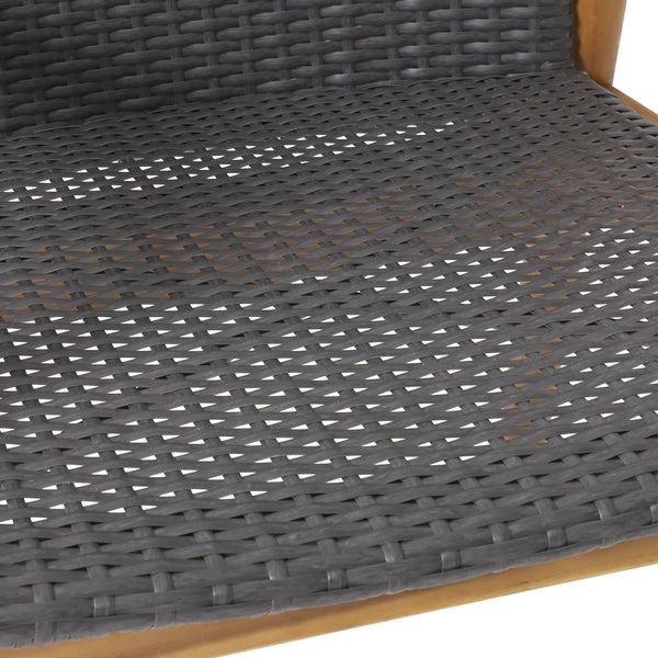 Gdf Studio Alamosa Outdoor Wicker And Acacia Wood Club Chairs Set Of 2 Gray And Teak