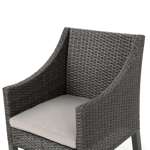Gdf Studio Alanna Outdoor 9 Piece Wicker Dining Set With Water Resistant Cushions