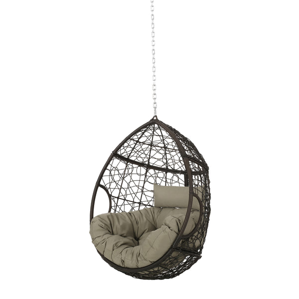 Gdf Studio Alannah Outdoor And Indoor Wicker Hanging Chair With 8 Foot Chain (NO STAND)
