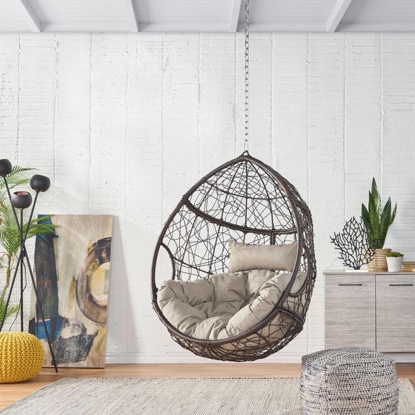 gdf studio Alannah Outdoor and Indoor Wicker Hanging Chair with 8 Foot Chain (NO STAND)