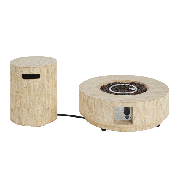 gdf studio Alarion Outdoor Fire Pit Table Set – 40 000 BTU Propane Fire Pit with Matching Tank Holder