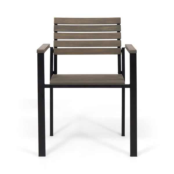 Gdf Studio Alberta Outdoor Wood And Iron Dining Chairs (Set Of 2)