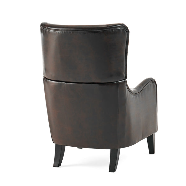 Gdf Studio Alden Leather High Back Wingback Armchair
