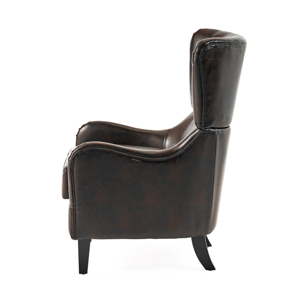 Gdf Studio Alden Leather High Back Wingback Armchair
