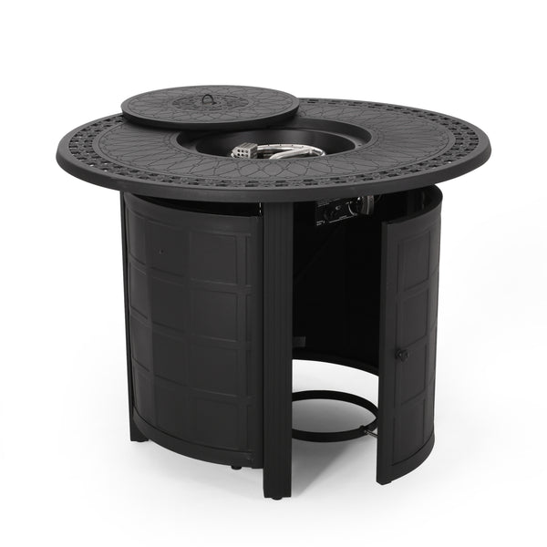 Gdf Studio Aldin Round Aluminum Propane Fire Pit Table