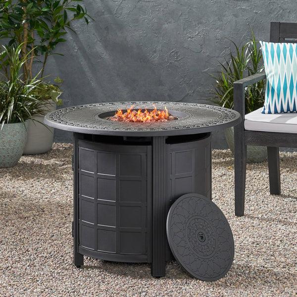 Gdf Studio Aldin Round Aluminum Propane Fire Pit Table