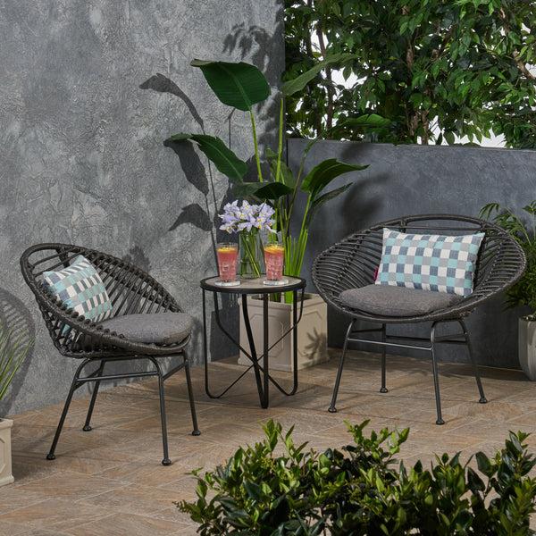 Gdf Studio Aleah Outdoor Woven Faux Rattan Chairs With Cushions (Set Of 2)