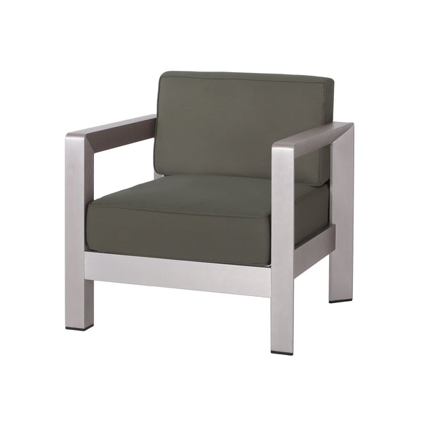 Gdf Studio Alec Outdoor Aluminum Club Chair With Cushions