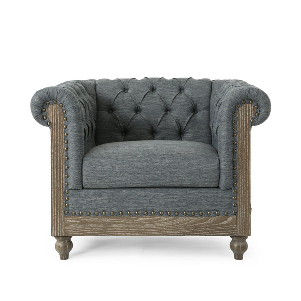 Gdf Studio Alejandro Chesterfield Tufted Fabric Club Chair With Nailhead Trim