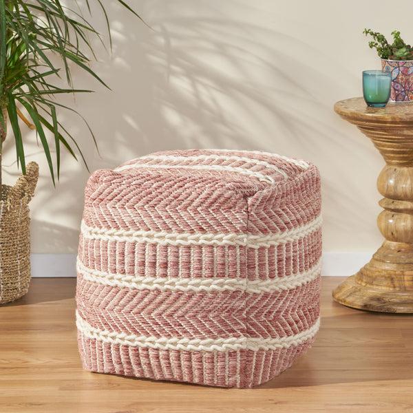 Gdf Studio Alexandros Boho Hand Woven Boho Fabric Cube Pouf