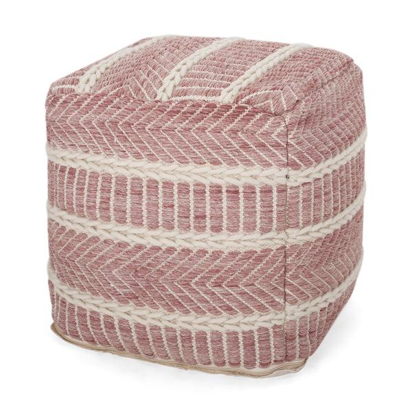 gdf studio Alexandros Boho Hand Woven Boho Fabric Cube Pouf