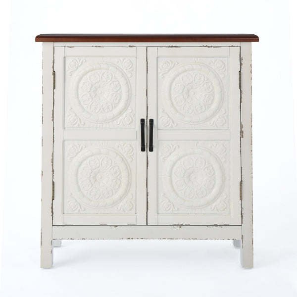 gdf studio Aliana Finished Firwood Cabinet with Faux Wood Overlay and Accented Top