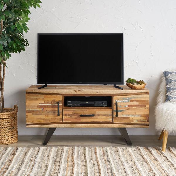 Gdf Studio Alithea Handcrafted Boho Reclaimed Wood TV Stand