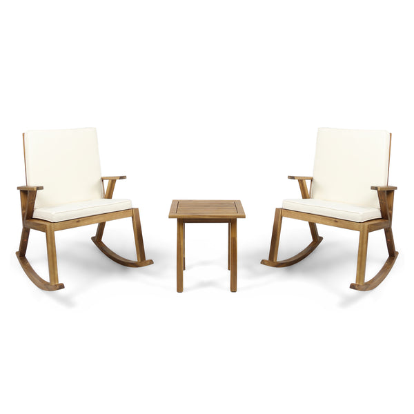 gdf studio Alize Outdoor Acacia Wood Rocking Chair Chat Set