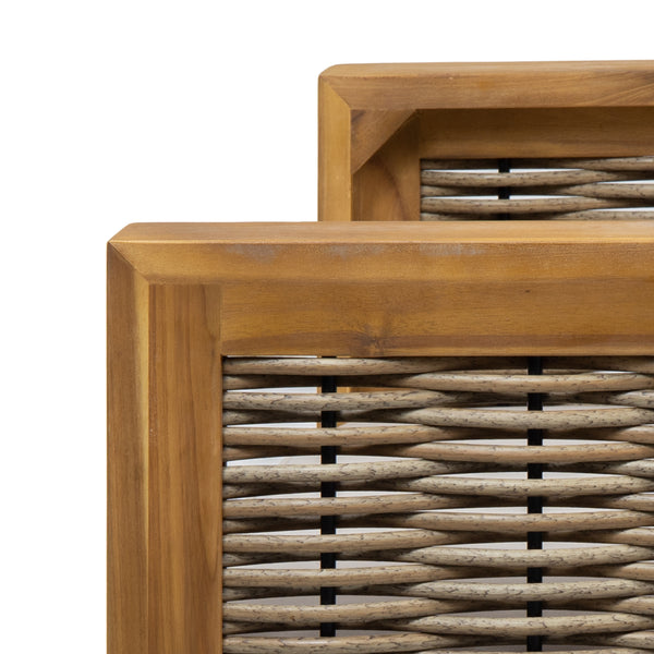 Gdf Studio Allegra Outdoor Acacia Wood And Wicker Club Chair