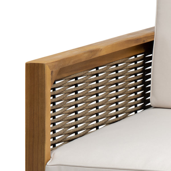 Gdf Studio Allegra Outdoor Acacia Wood And Wicker Club Chair