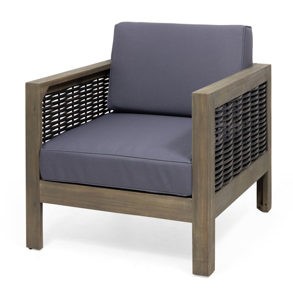 gdf studio Allegra Outdoor Acacia Wood and Wicker Club Chair