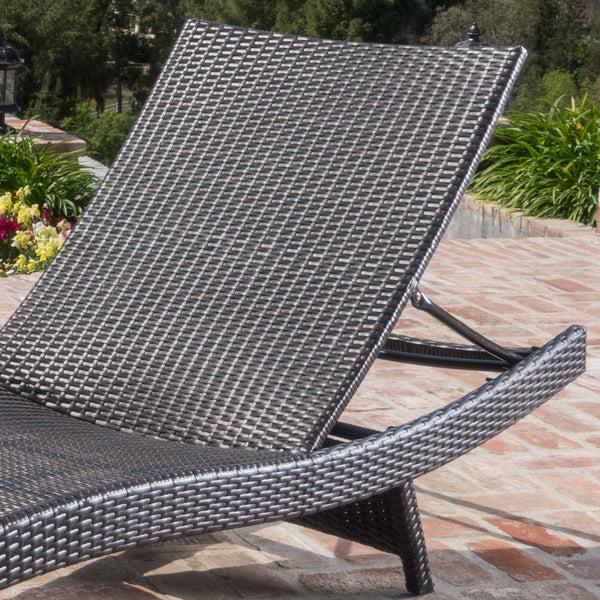 Gdf Studio Allegria 3Pc Multibrown Wicker Lounge W/Water Resistant Cushions & CoffeeTable