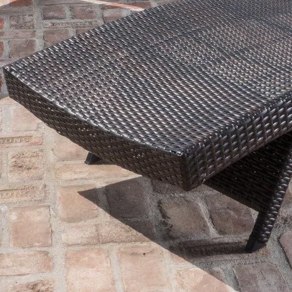 Gdf Studio Allegria 3Pc Multibrown Wicker Lounge W/Water Resistant Cushions & CoffeeTable