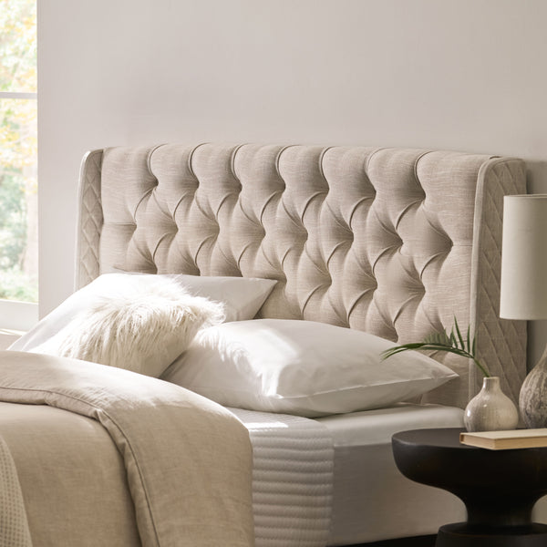 Gdf Studio Allen Wingback Queen Tufted Fabric Headboard