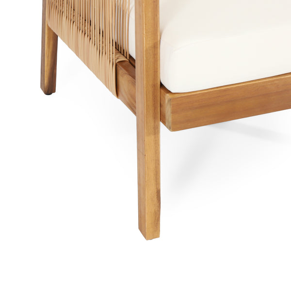 Gdf Studio Allerton Outdoor Acacia Wood And Wicker Club Chair With Cushions Teak Light Brown And Beige